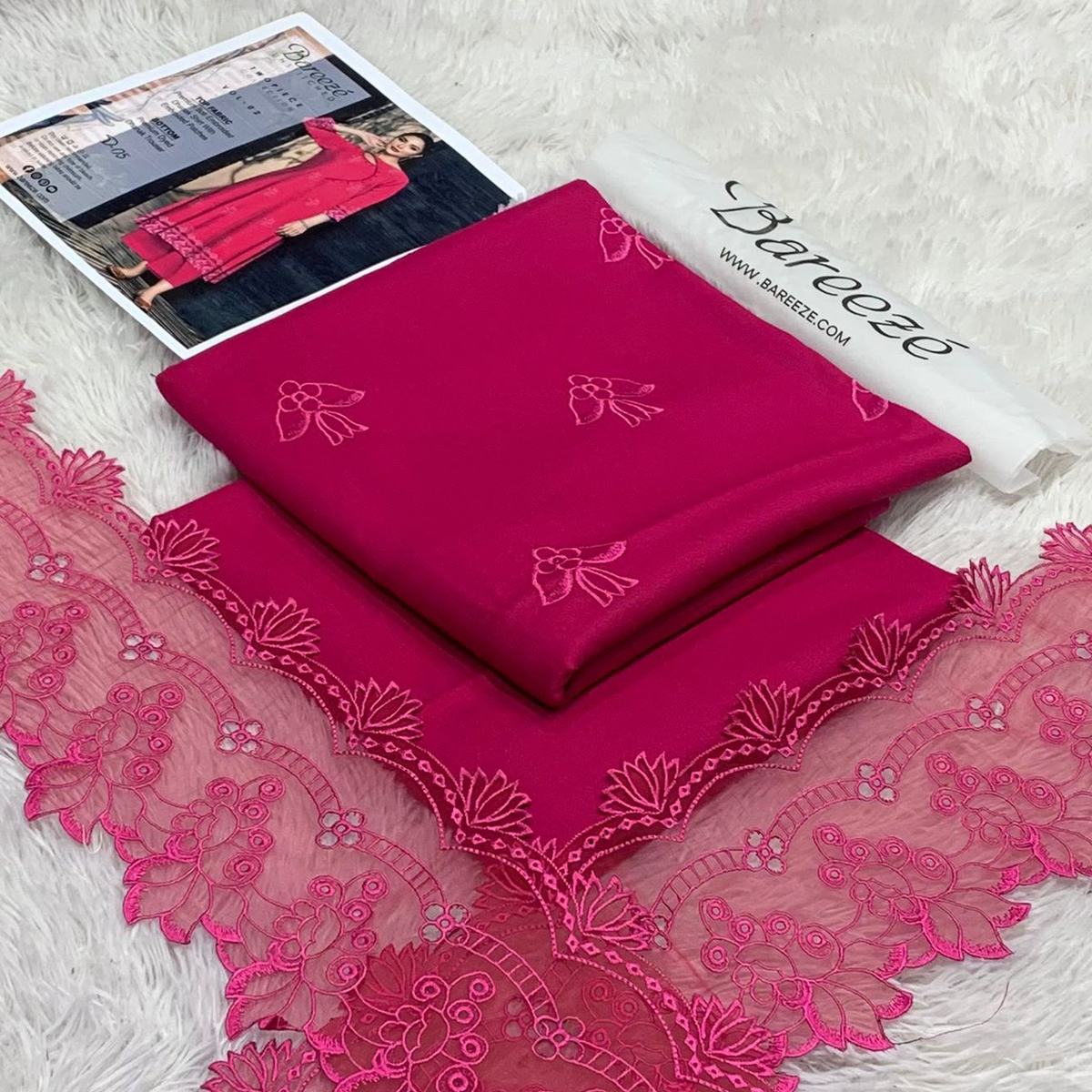 Bareeze-Lawn Embroidered 2PC -Magenta Pink
