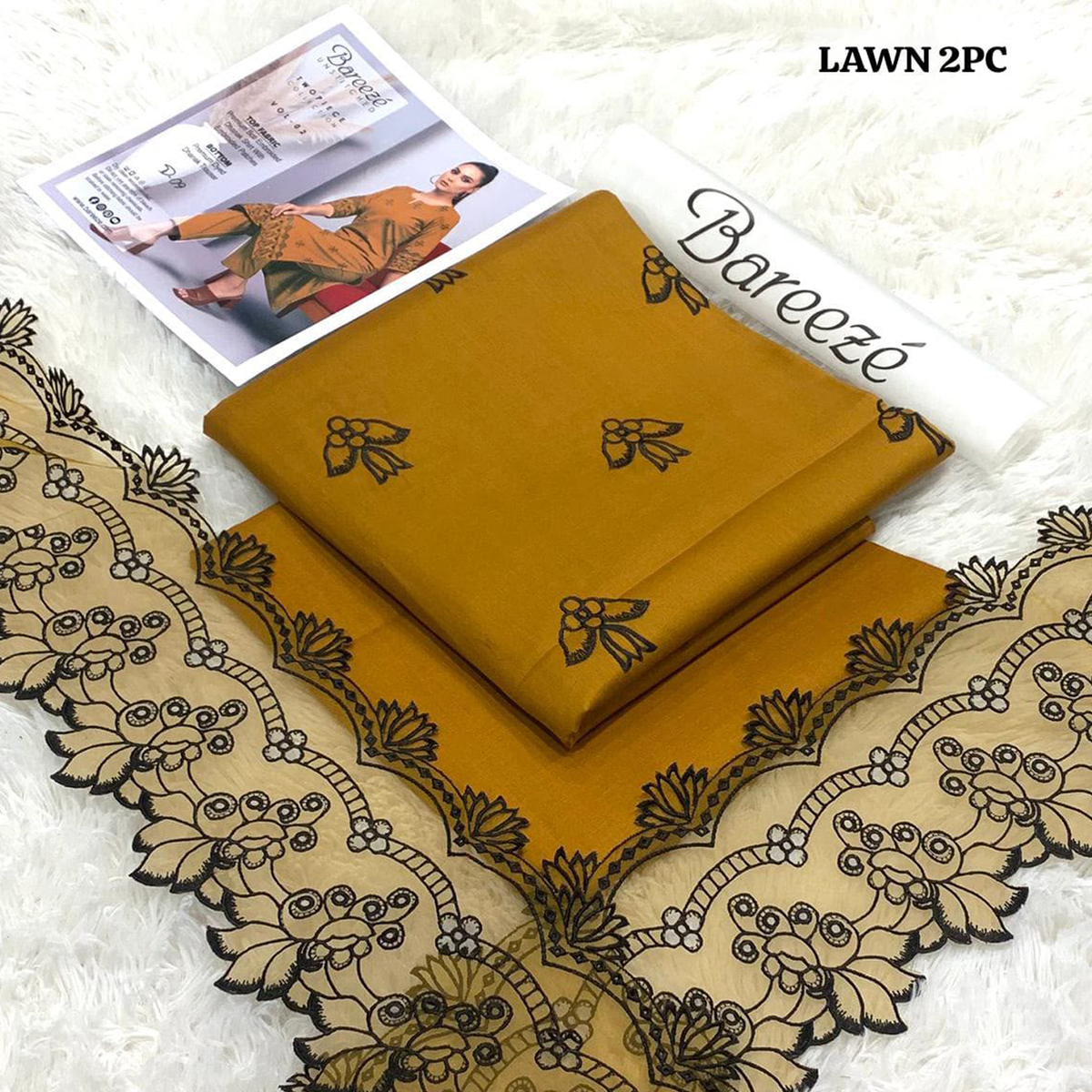 Bareeze-Lawn Embroidered 2PC -Mustard Yellow