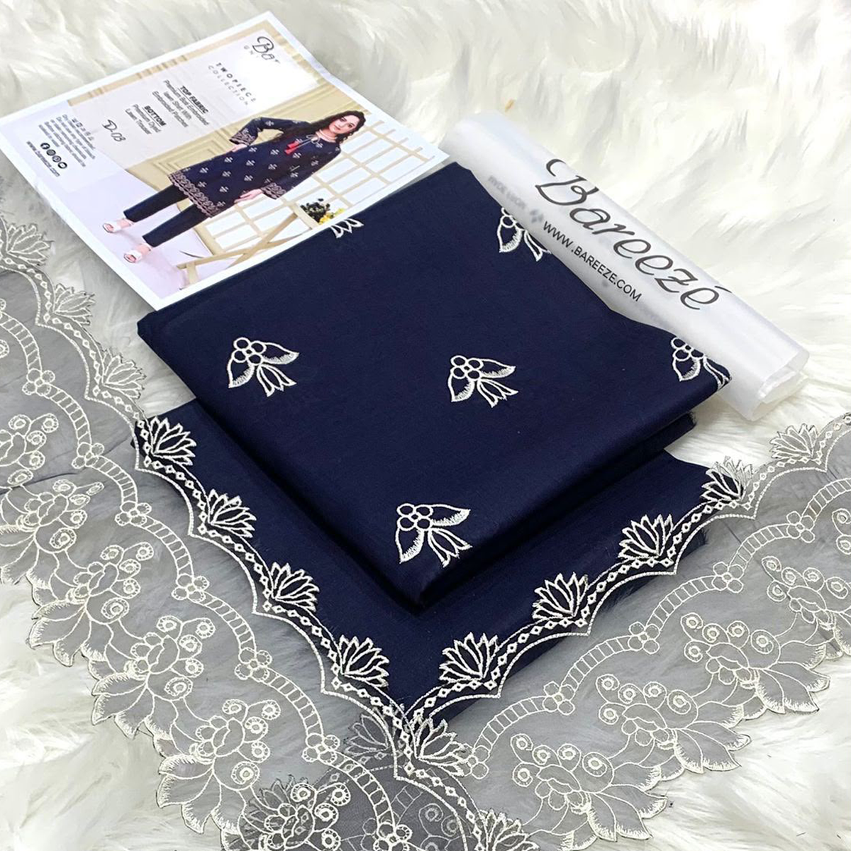 Bareeze-Lawn Embroidered 2PC -Navy Blue